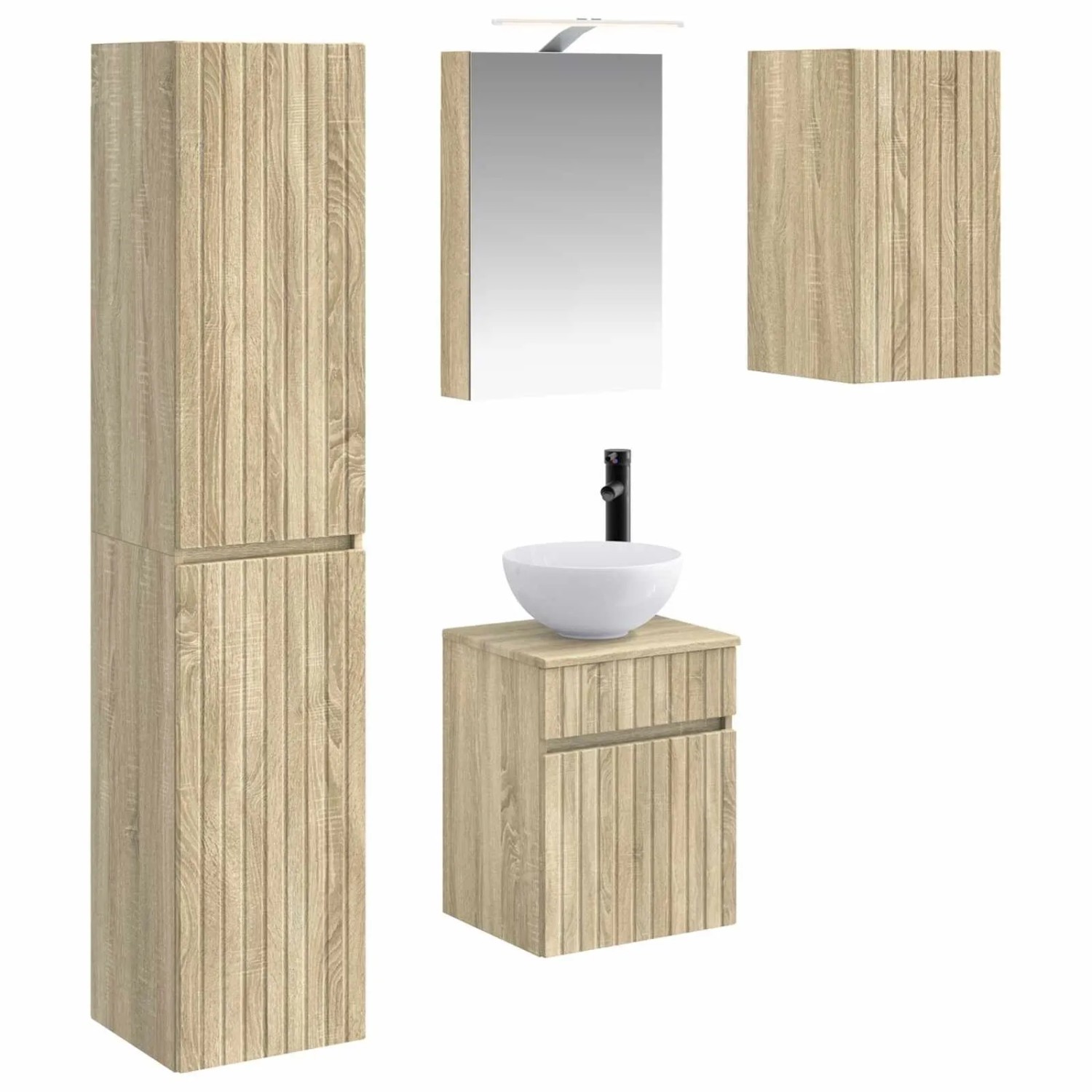 vidaXL Badezimmerschrank-Set 5-Tlg Sonoma-Eiche 40 x 10,5 x 60,5 cm 3407337