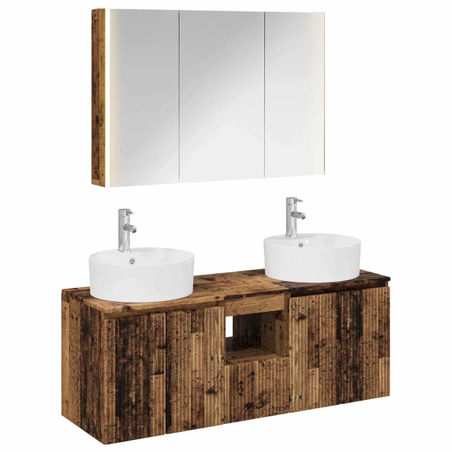 vidaXL Badezimmerschrank-Set 4-Tlg Altholz Holzwerkstoff 3406469