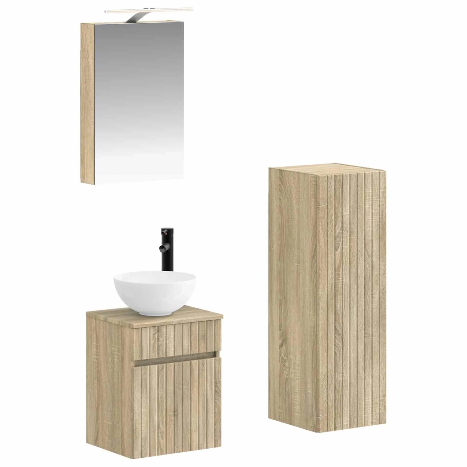 vidaXL Badezimmermöbel-Set 4-Tlg Sonoma-Eiche Ingenieurholz und Glas 3407457