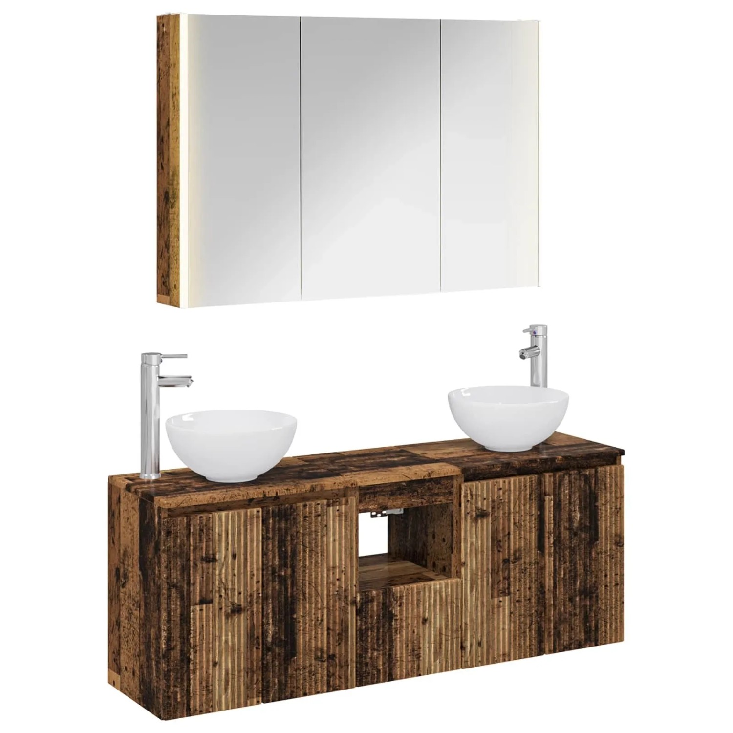 vidaXL Badezimmerschrank-Set 4-Tlg Altholz 103,5 x 15,5 x 70 cm 3406349