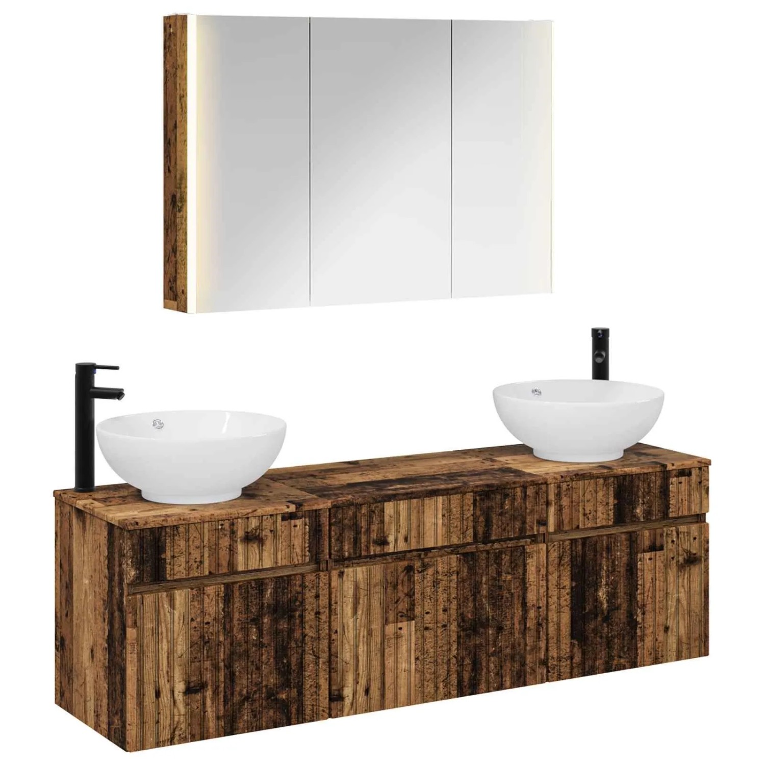 vidaXL Badezimmerschrank-Set 4-Tlg Altholz 103,5 x 15,5 x 70 cm 3406629