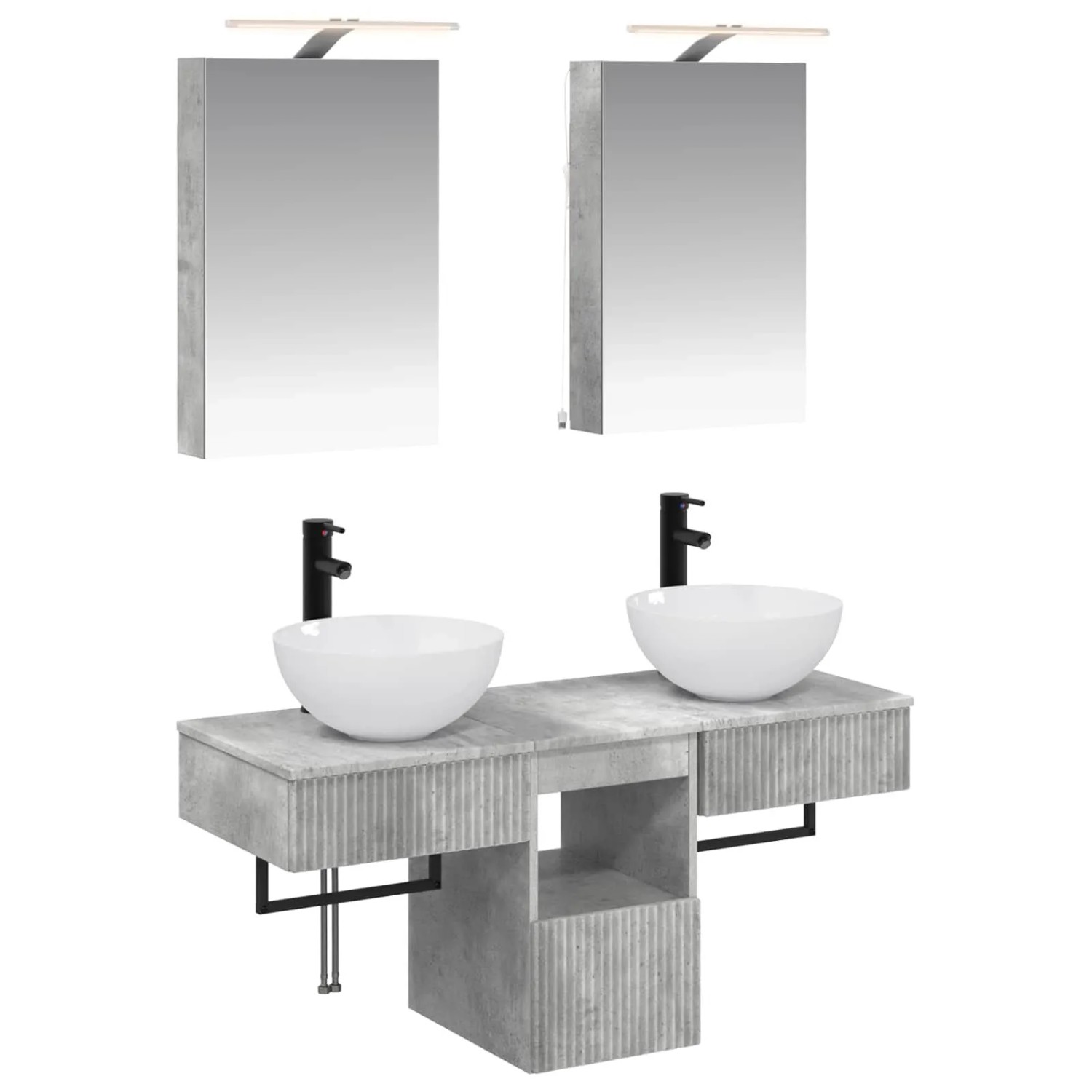 vidaXL Badezimmerschrank-Set 5-Tlg Betongrau 40 x 10,5 x 60,5 cm 3406274
