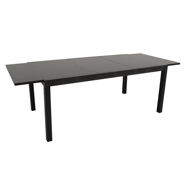 Degamo - Ausziehtisch elba 200/300x110cm, Aluminium anthrazit + Glas schwarz