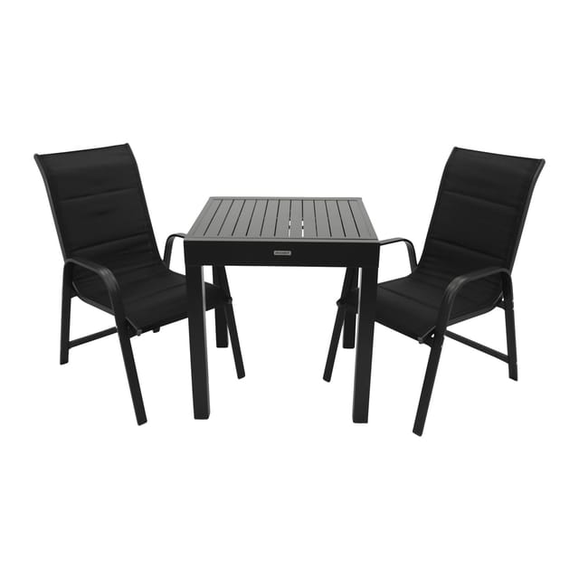 Garnitur alcudia 3-teilig, Alu + Kunstgewebe schwarz