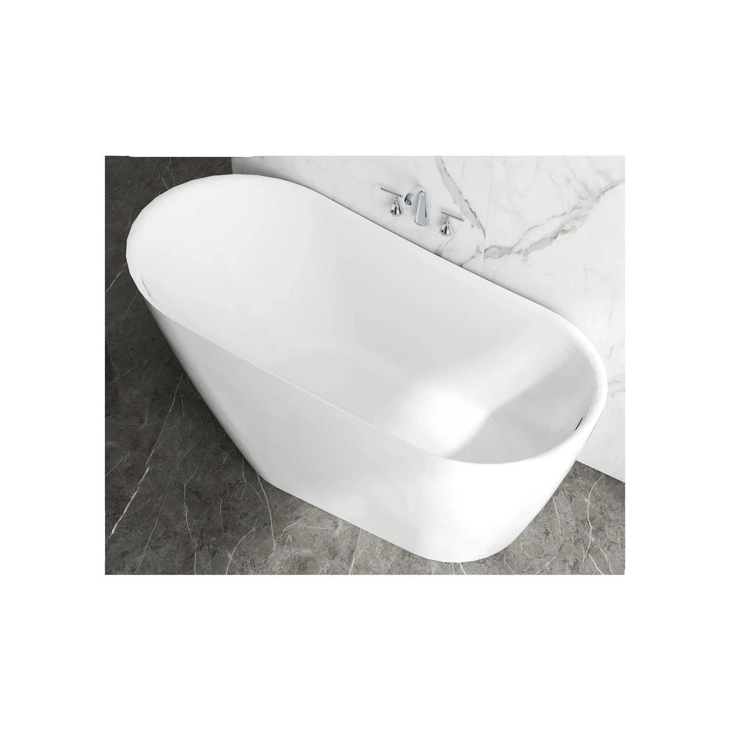 Duschparadies Badewanne Freistehende Acrylbadewanne Acrylwanne Mit Siphon Set 150 x 73 x 72cm Weiß