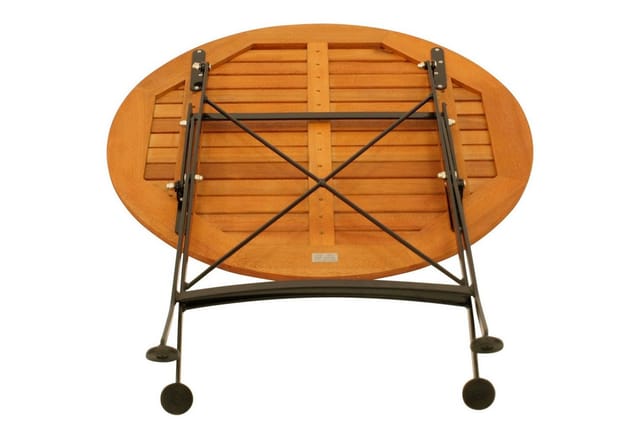 Degamo - Klapptisch hofgarten 75cm rund, Flachstahl schwarz + Eukaylptus, FSC®-zertifiziert