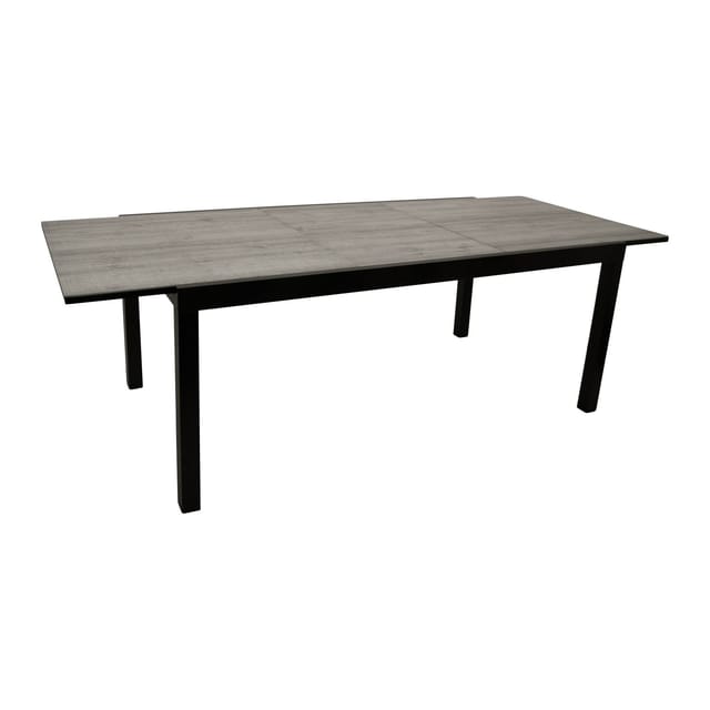 Degamo - Ausziehtisch faro 180/240x100cm, Aluminium anthrazit + Glas in Keramikoptik hellgrau