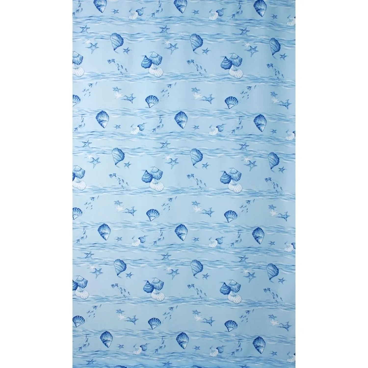 Euroshowers Duschvorhang Muschelmuster Blau 180 x 200 cm mit 12 Ringen