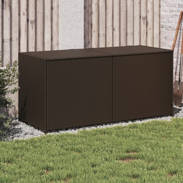 Gartentruhe Braun 283L Poly Rattan - Vidaxl