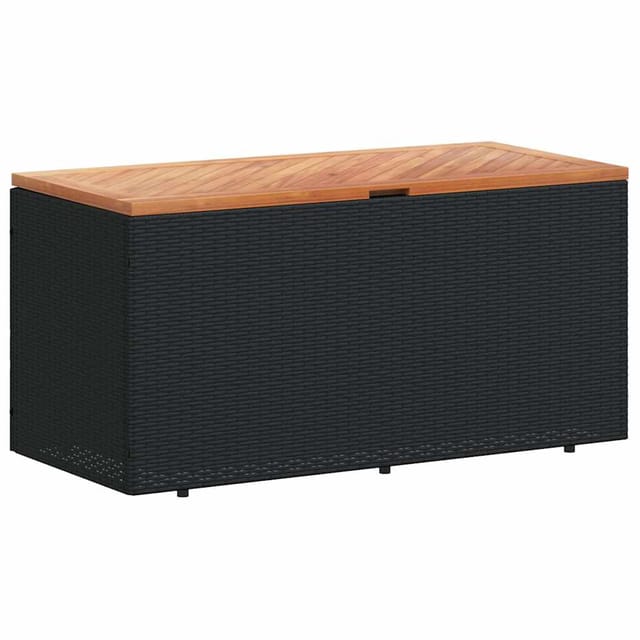 Gartentruhe Schwarz 110x50x54 cm Poly Rattan Akazienholz - Vidaxl