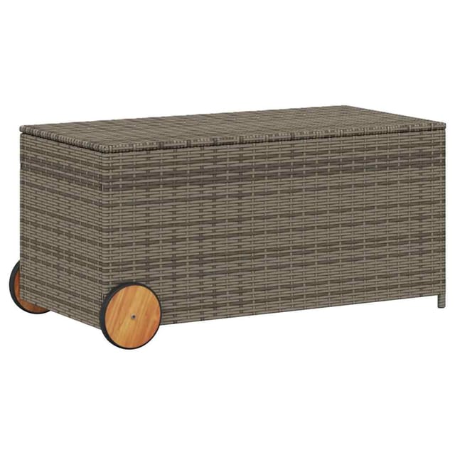 Gartentruhe mit Rollen Grau 190L Poly Rattan - Vidaxl