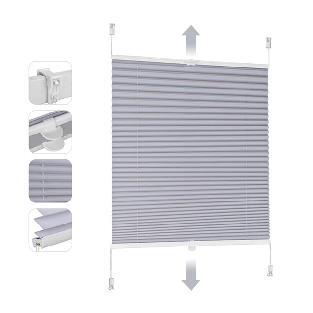 Plissee Ohne Bohren Verdunkelung, Fenster Plissee Klemmfix Jalousie, Verspannt Blickdicht Sonnenschutz Fensterollo, Blaugrau, B X H: 40 X 130 Cm - Sekey