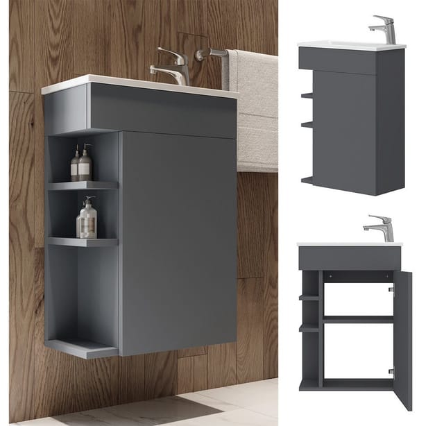 Badmöbel-Set Amadeo, Anthrazit, 2 Teile, mit Waschbecken Vicco