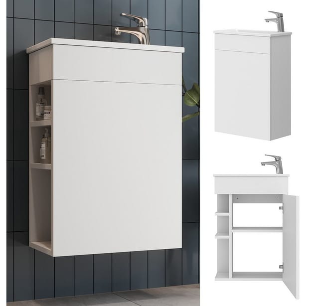 Vicco - Badmöbel-Set Amadeo, Weiß, 2 Teile, mit Waschbecken