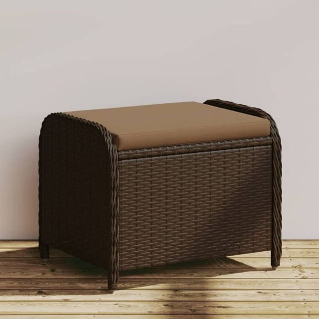 Vidaxl - Gartenhocker mit Kissen Braun 58x46x46 cm Poly Rattan