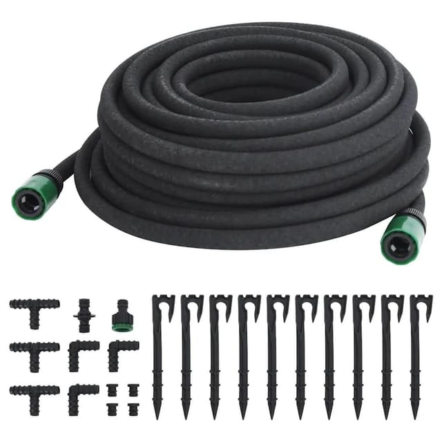 vidaXL Tropfschlauch Schwarz 0,6" 25 m Gummi