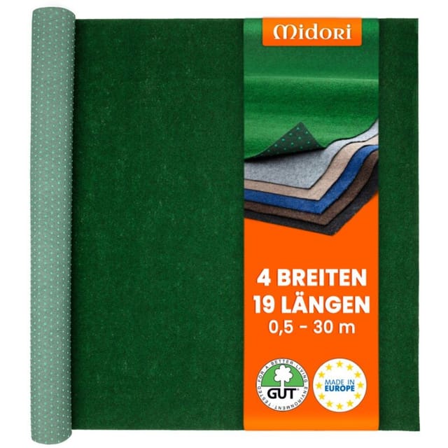 Midori - Rasenteppich 100 x 600 cm Grün mit Noppen Kunstrasen Teppich Balkon Terrasse Outdoor