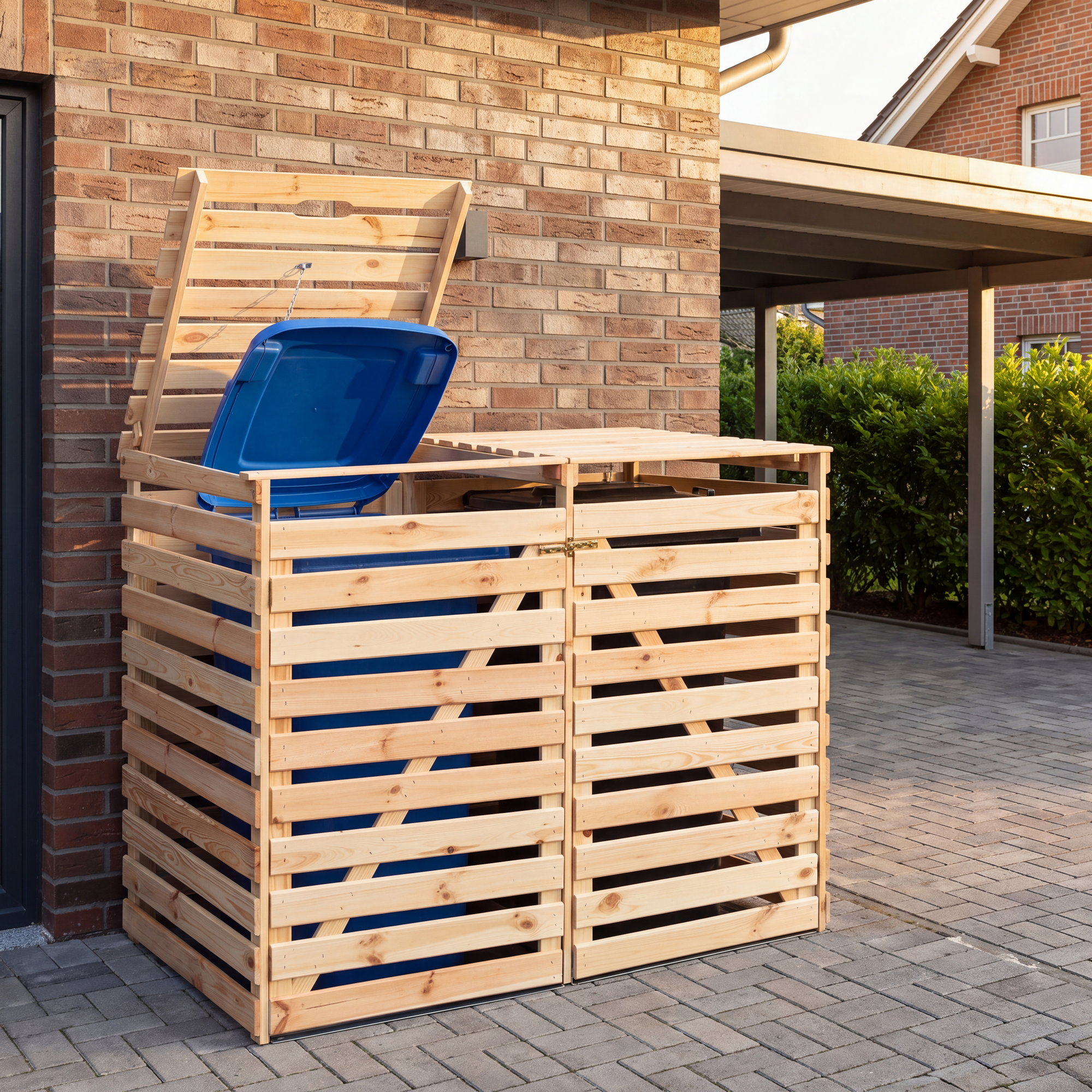 Kiehn-Holz Mülltonnenbox 'Vario V' für 2 Abfalltonnen 148 x 122 x 92 cm natur