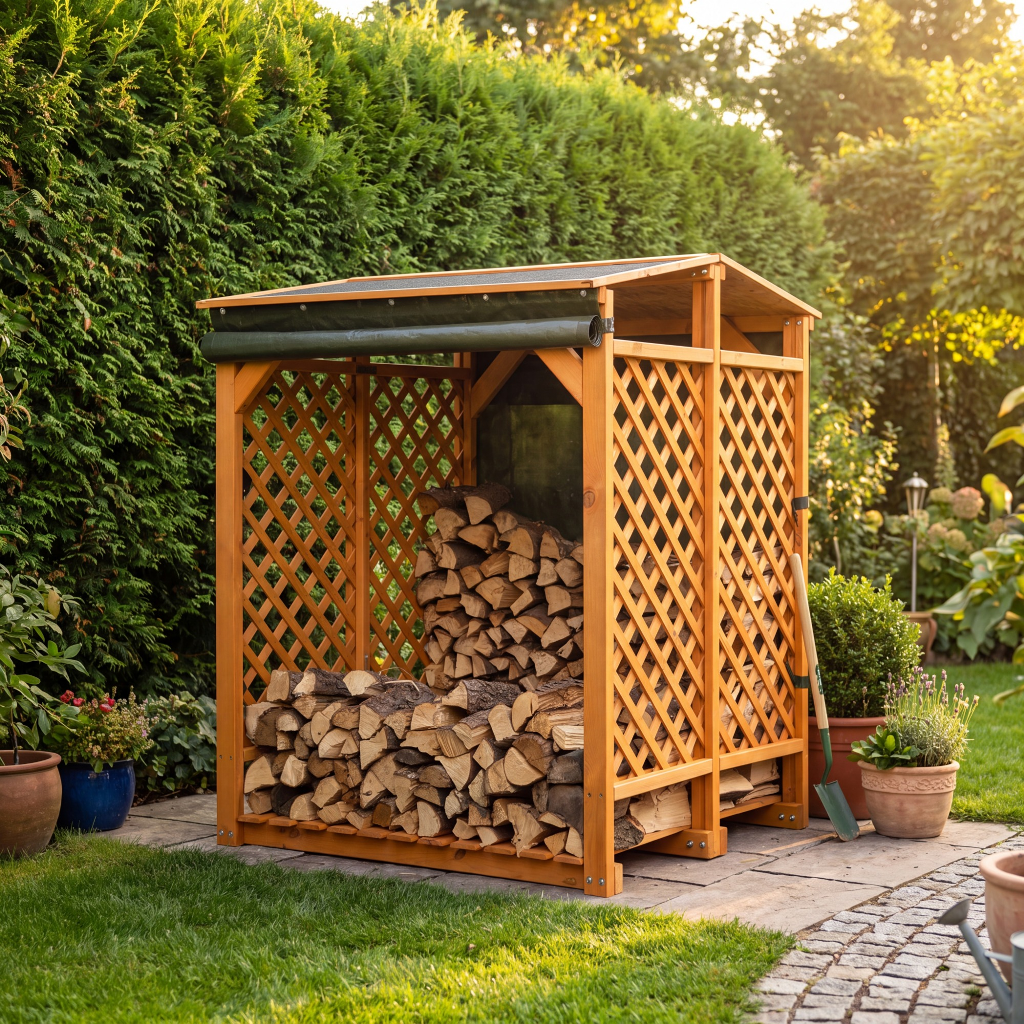 Kiehn-Holz Kaminholzlager Holz honigbraun 120 x 148 x 118 cm