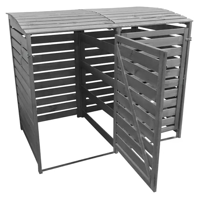 Kiehn-Holz Mülltonnenbox 'Vario III' für 2 Abfalltonnen 148 x 122 x 92 cm grau
