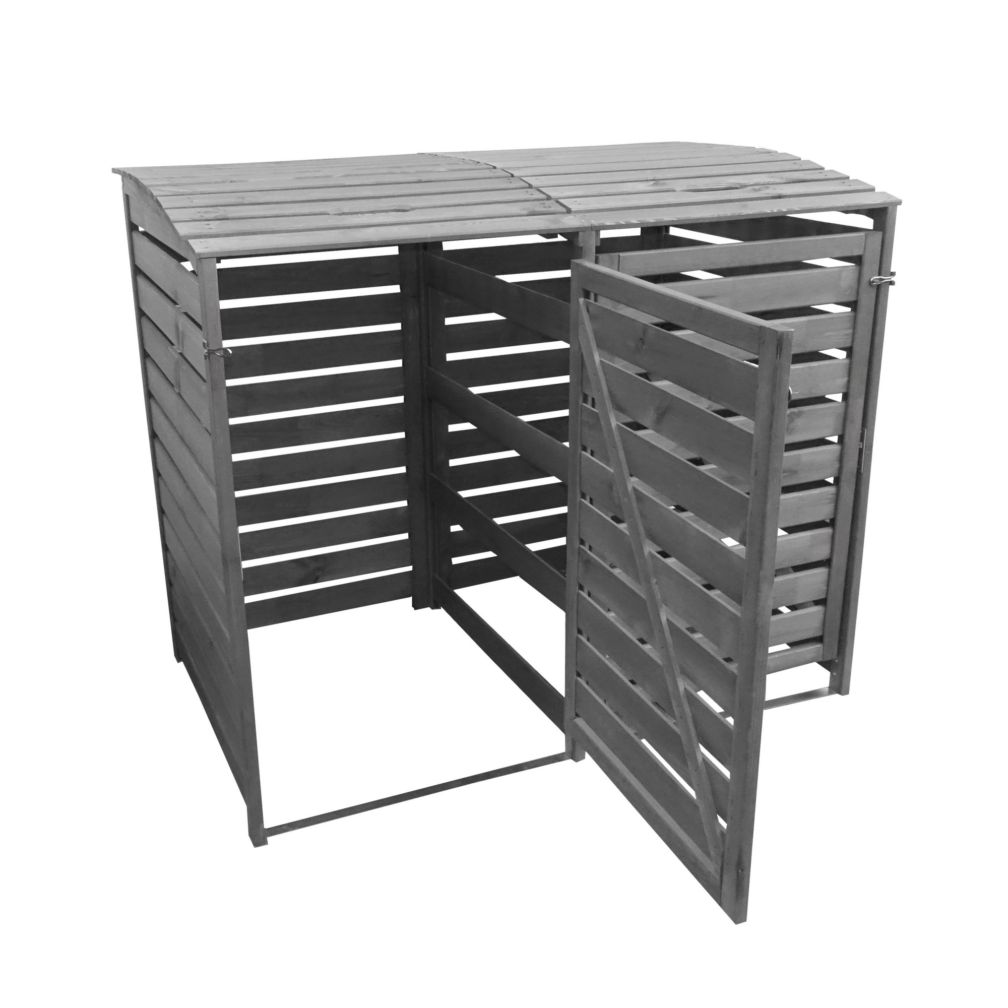 Kiehn-Holz Mülltonnenbox 'Vario III' für 2 Abfalltonnen 148 x 122 x 92 cm grau Bild 2