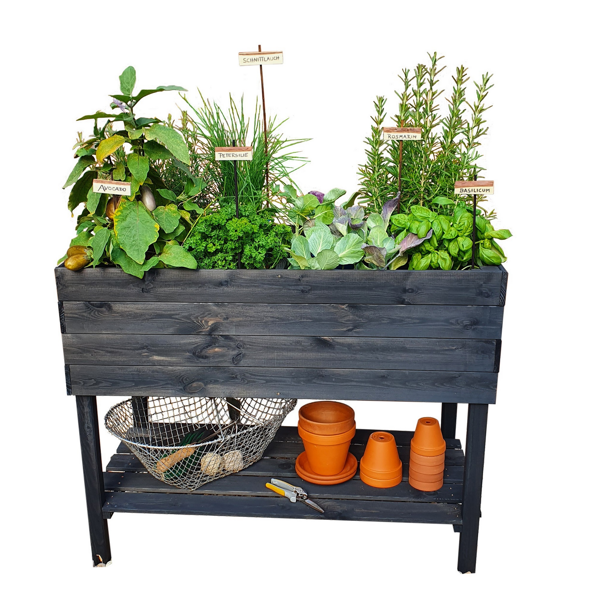 Kiehn-Holz Balkon-Kräuterbeet anthrazit Kiefernholz 100 x 50 x 80 cm