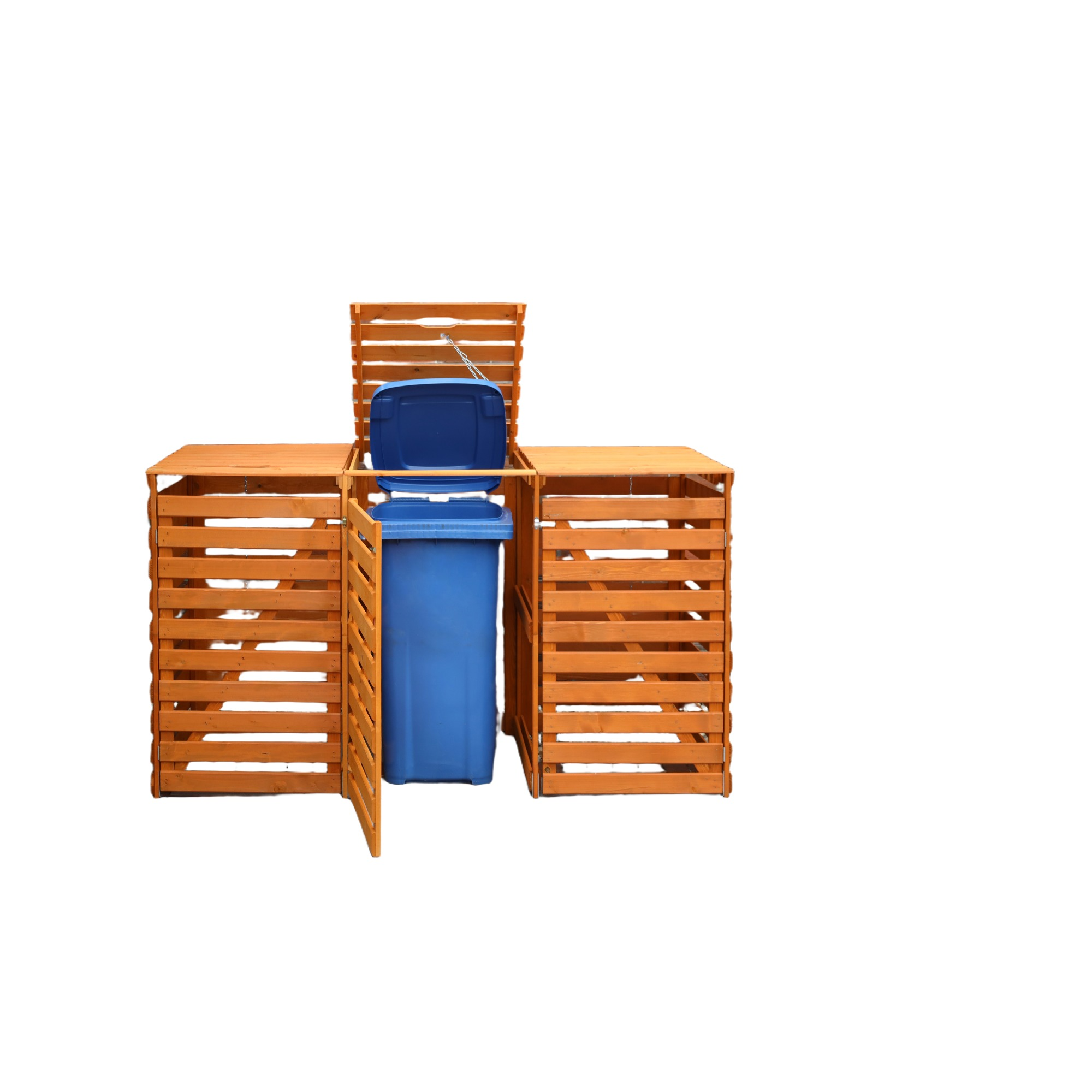 Kiehn-Holz Mülltonnenbox 'Vario V' für 3 Abfalltonnen 219 x 122 x 92 cm honigbraun Bild 2