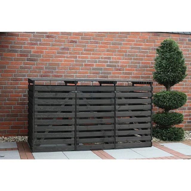 Kiehn-Holz Mülltonnenbox 'Vario V' für 3 Abfalltonnen 219 x 122 x 92 cm anthrazit