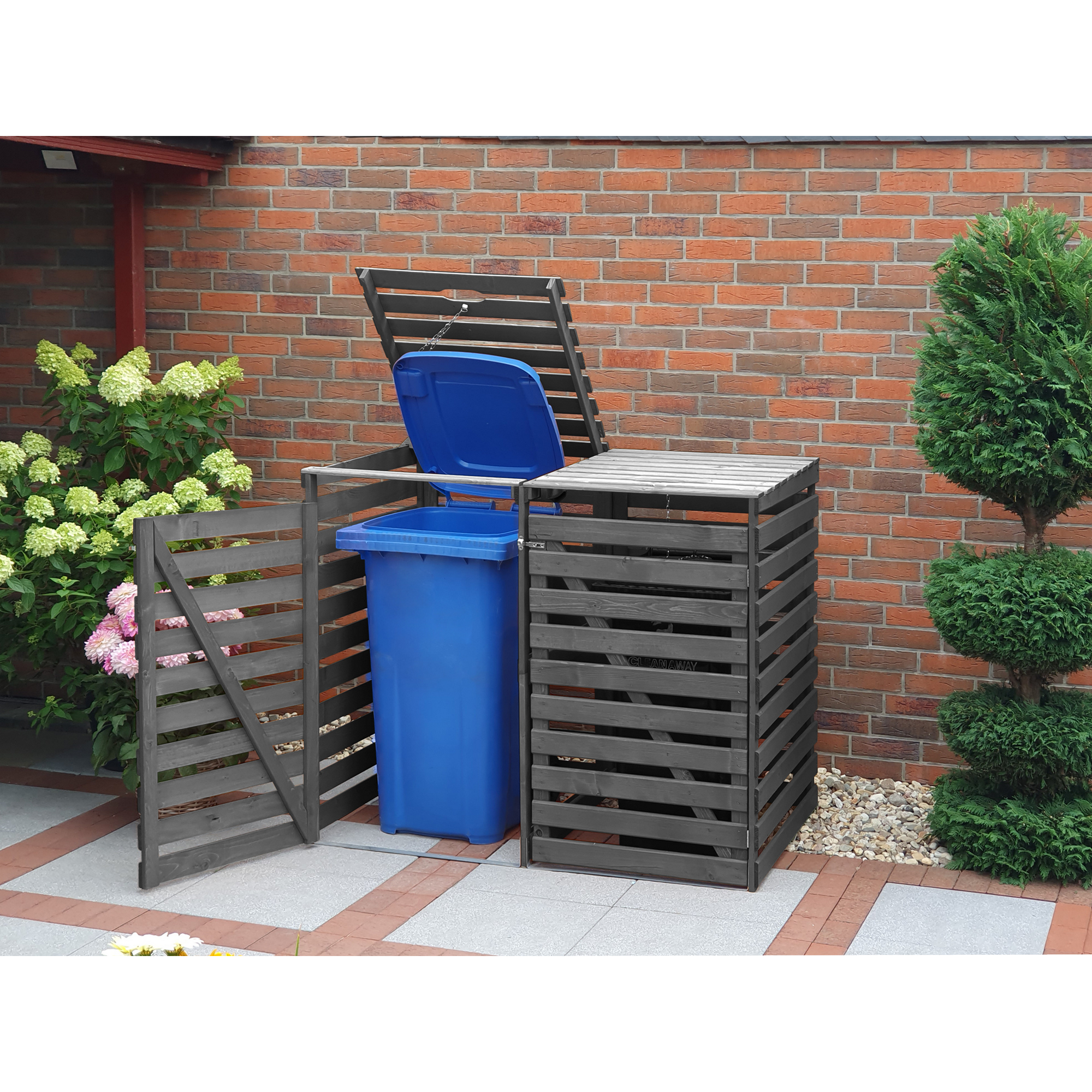 Kiehn-Holz Mülltonnenbox 'Vario V' für 2 Abfalltonnen 148 x 122 x 92 cm anthrazit Bild 3