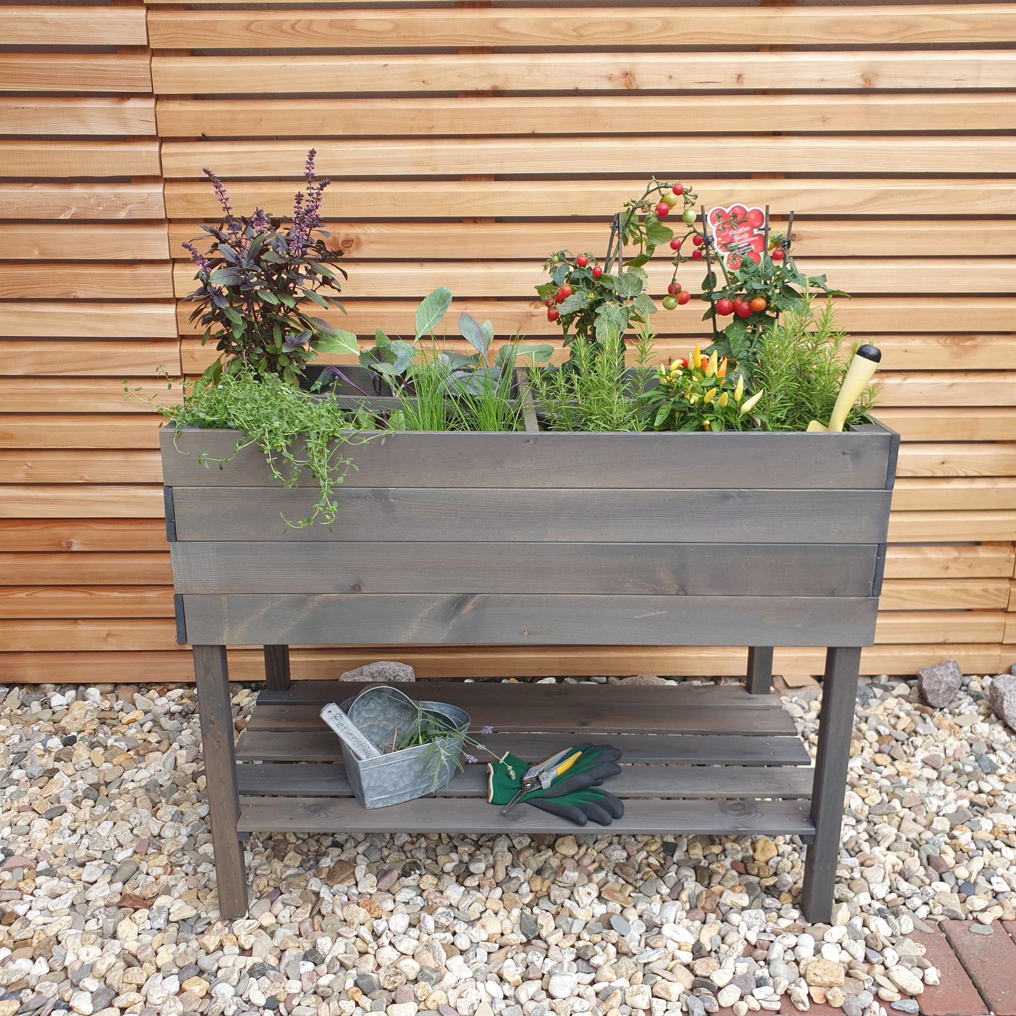 Kiehn-Holz Balkon-Kräuterbeet grau Kiefernholz 100 x 50 x 80 cm Bild 3