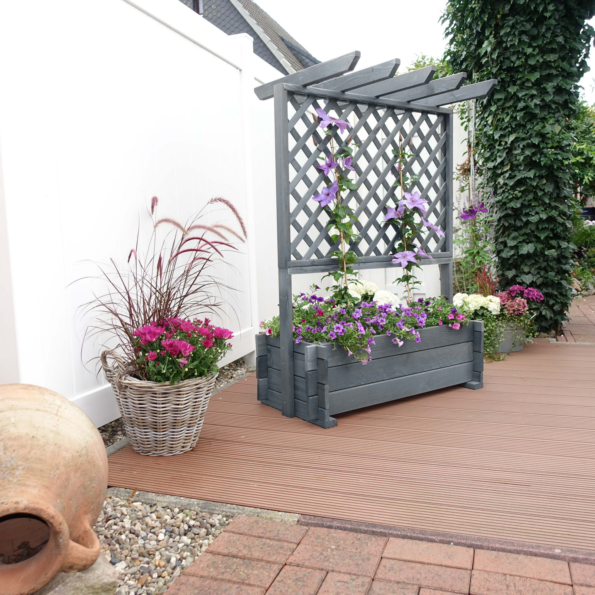 Kiehn-Holz Rankkasten mit Pergola Holz grau 112 x 139 x 65 cm Bild 3