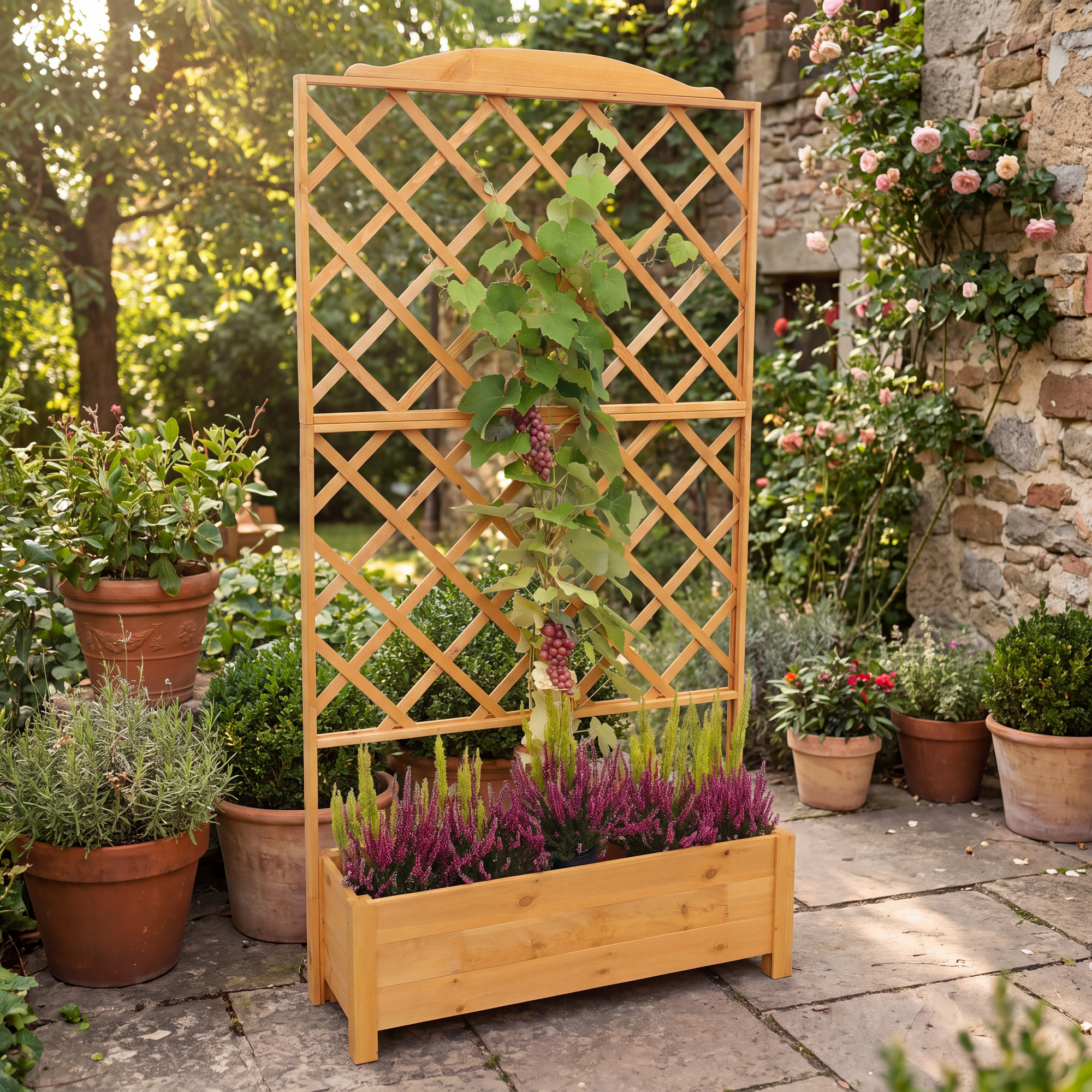 Kiehn-Holz Rankkasten 'Botanica' Holz honigbraun 110 x 210 x 32 cm