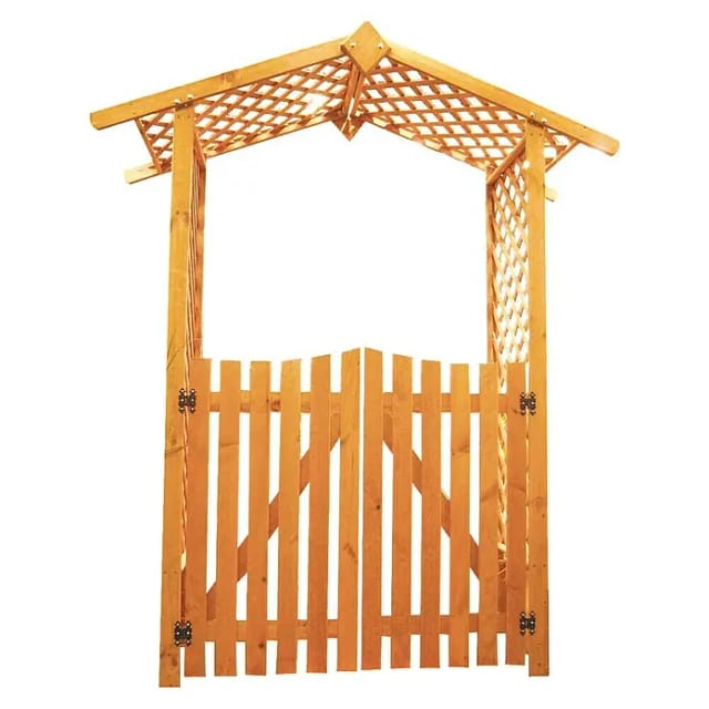 Kiehn-Holz Rankbogen mit Türen Holz honigbraun 167 x 219 x 53 cm