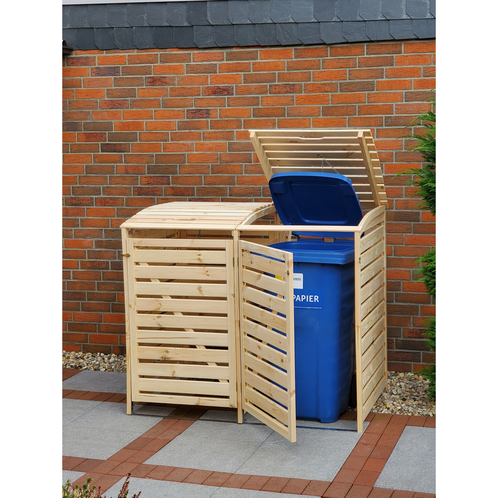 Kiehn-Holz Mülltonnenbox 'Vario III' für 2 Abfalltonnen 148 x 122 x 92 cm natur