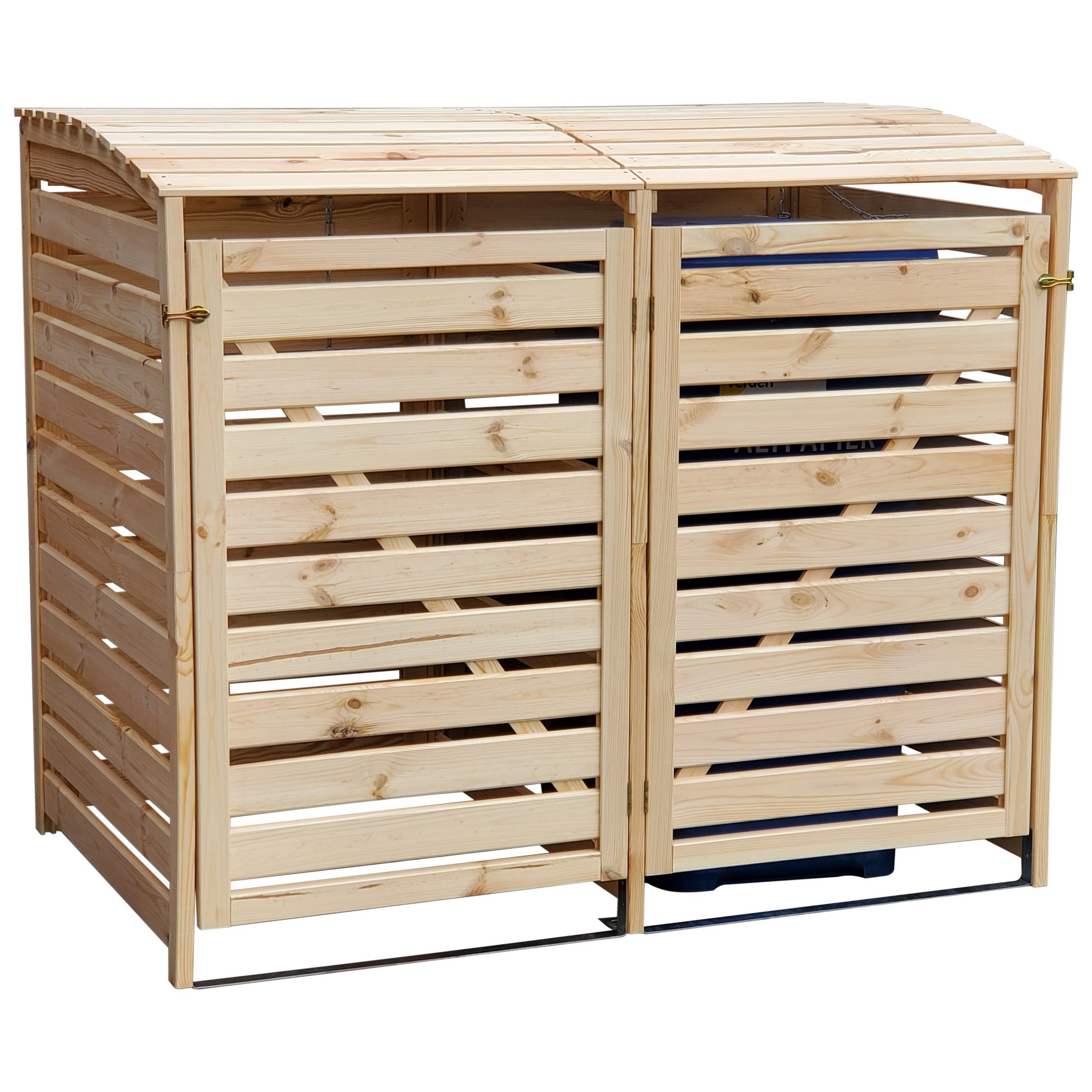 Kiehn-Holz Mülltonnenbox 'Vario III' für 2 Abfalltonnen 148 x 122 x 92 cm natur Bild 2