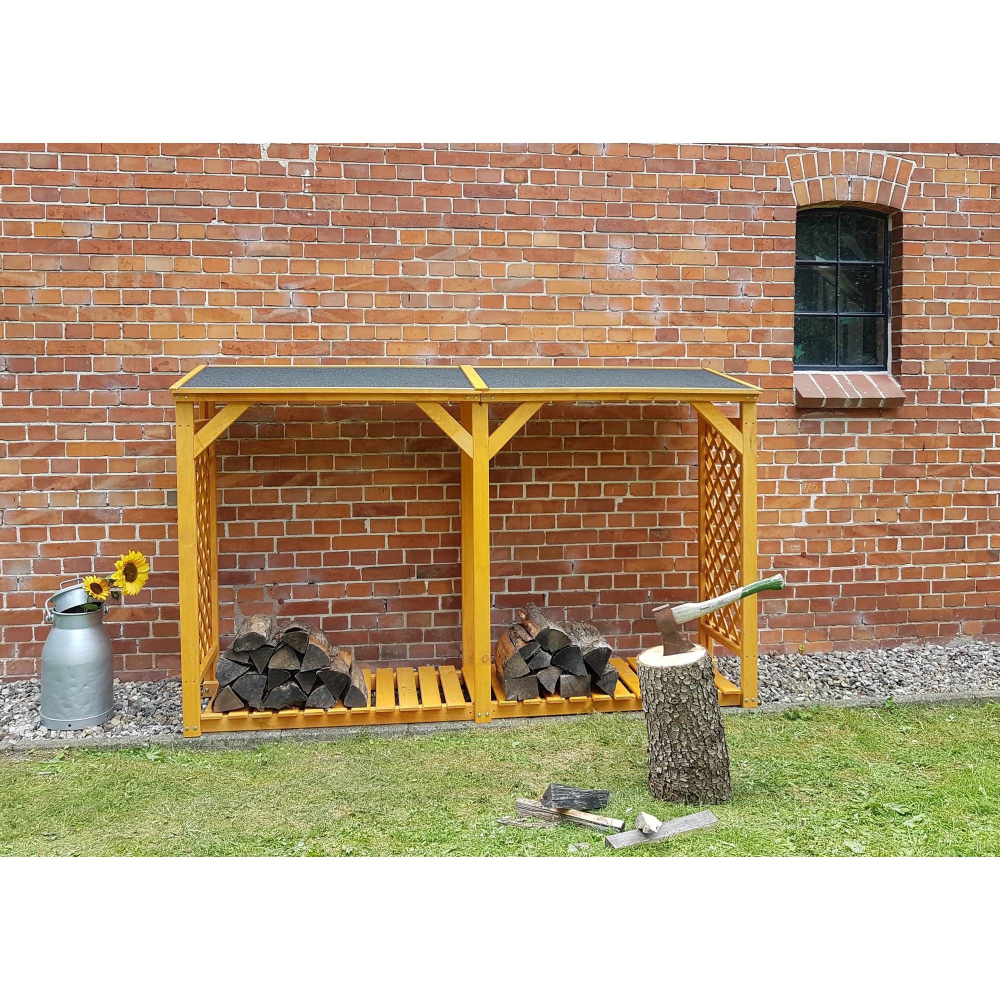 Kiehn-Holz Kaminholzregal 'Speyer' Holz honigbraun 238 x 148 x 68 cm Bild 2