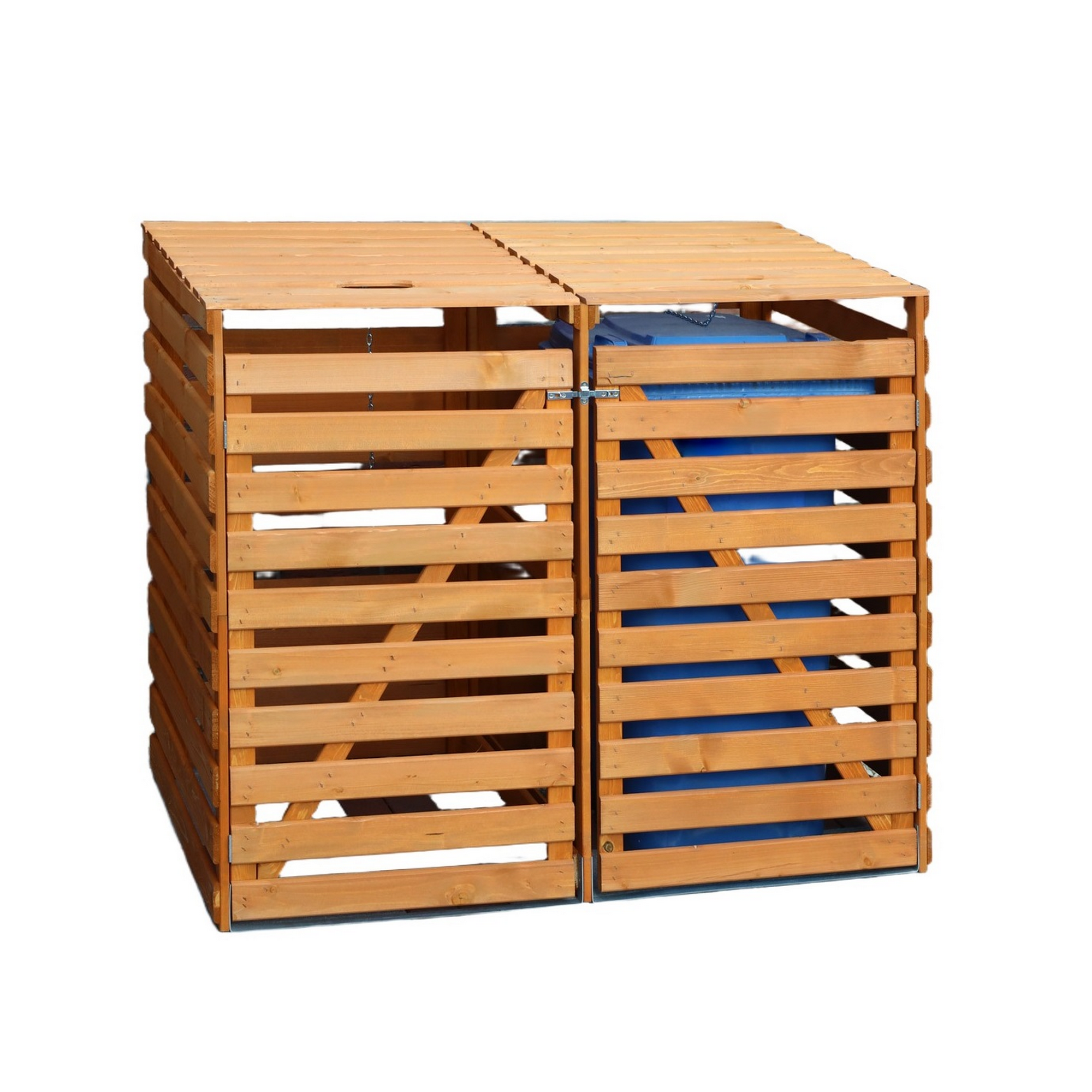 Kiehn-Holz Mülltonnenbox 'Vario V' für 2 Abfalltonnen 148 x 122 x 92 cm honigbraun