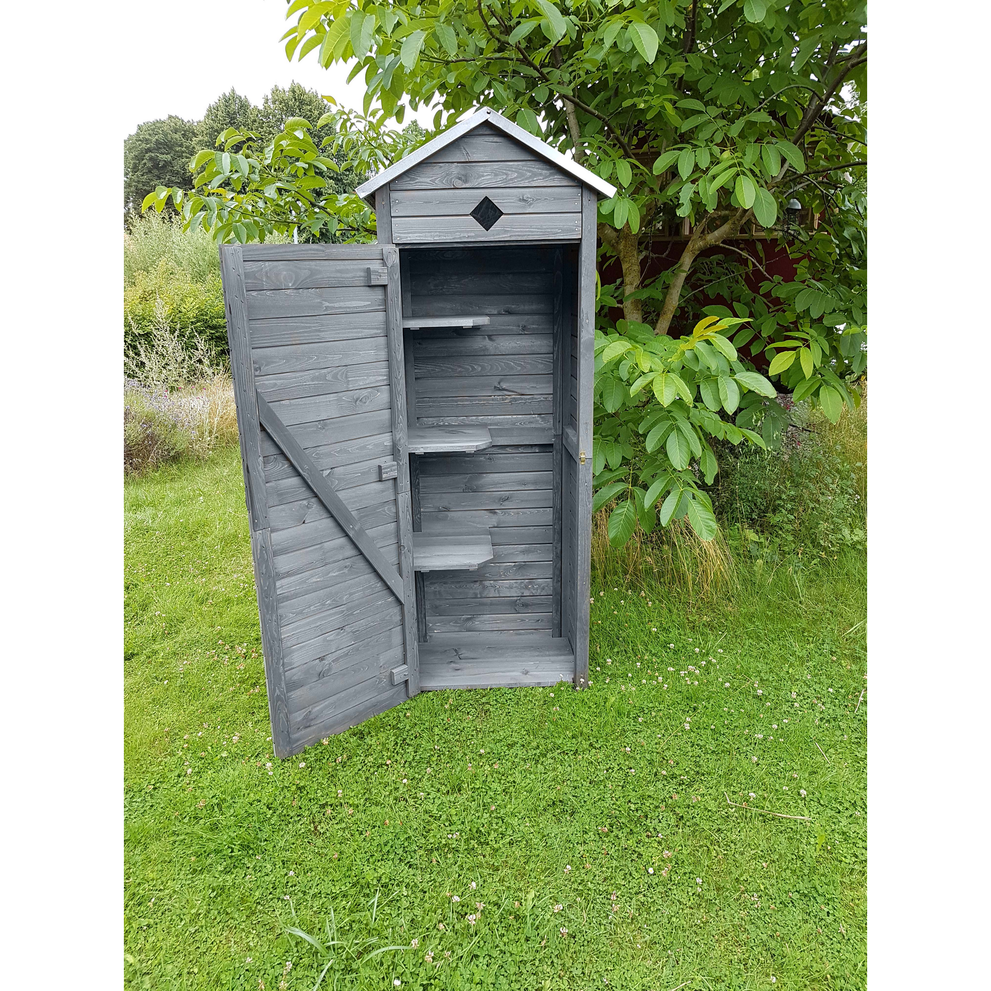 Kiehn-Holz Gartenschrank 'Babylon' Kiefernholz grau 78 x 49,5 x 194,5 cm Bild 3