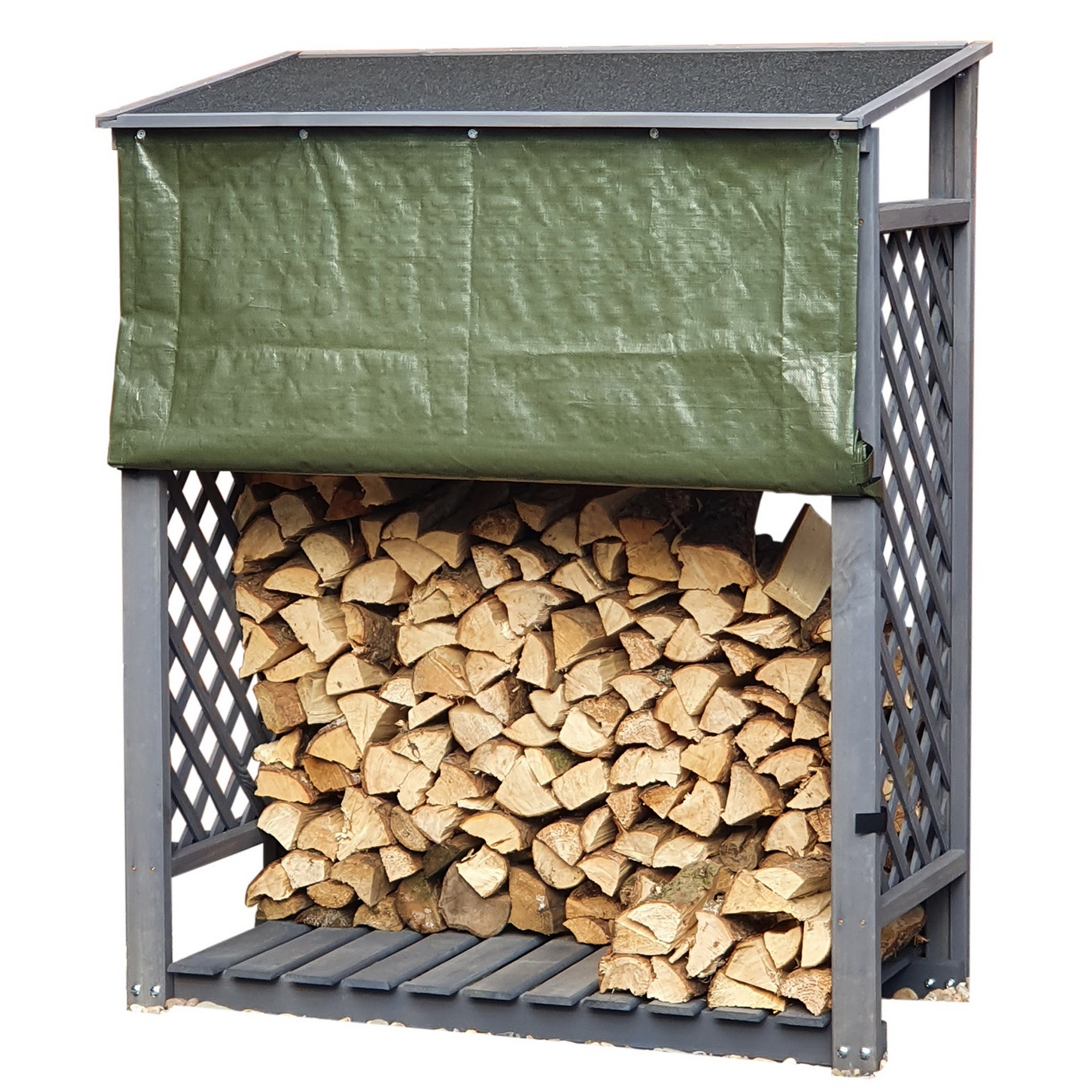 Kiehn-Holz Kaminholzregal 'Speyer' Holz grau 119,5 x 148 x 68 cm Bild 2