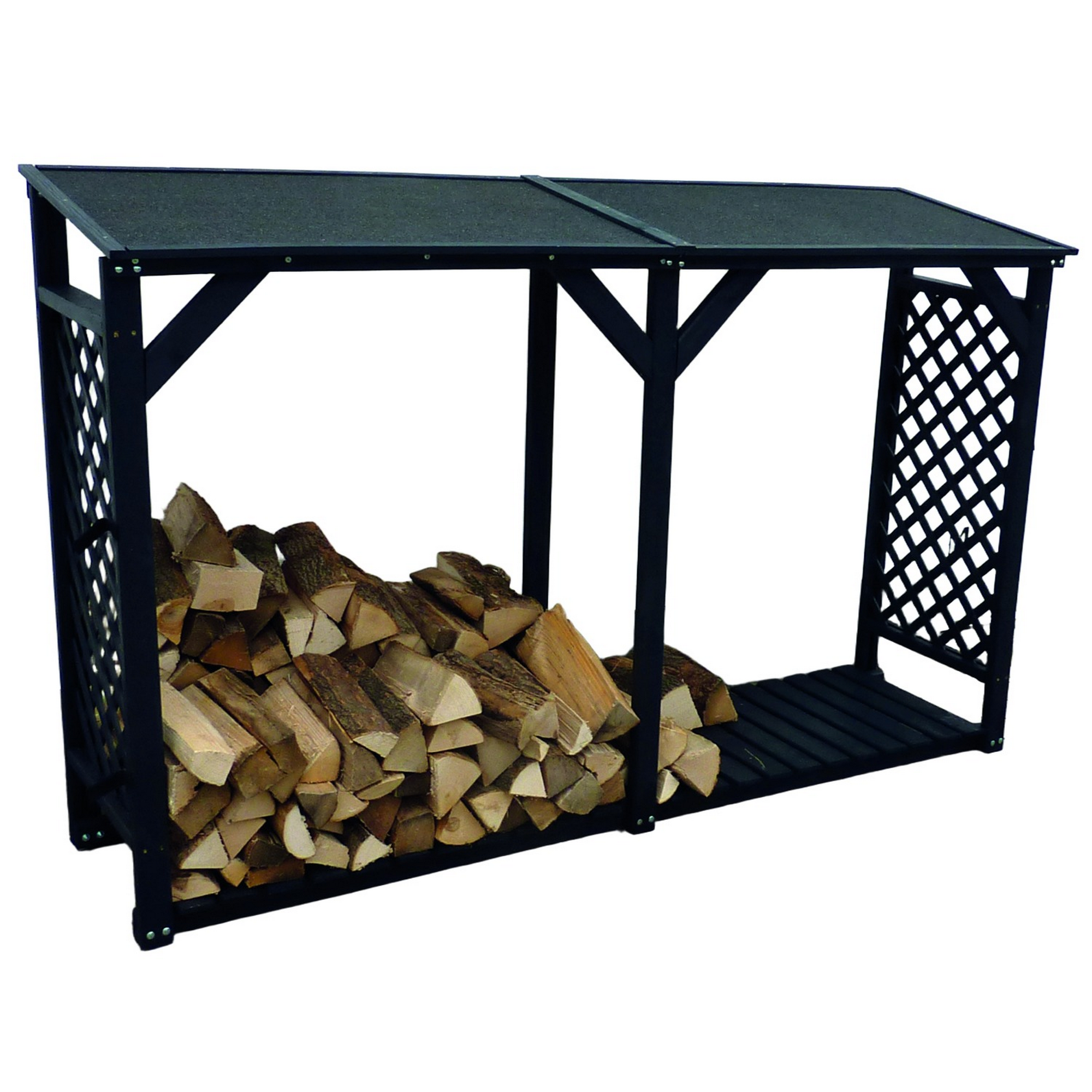 Kiehn-Holz Kaminholzregal 'Speyer' Holz anthrazit 238 x 148 x 68 cm