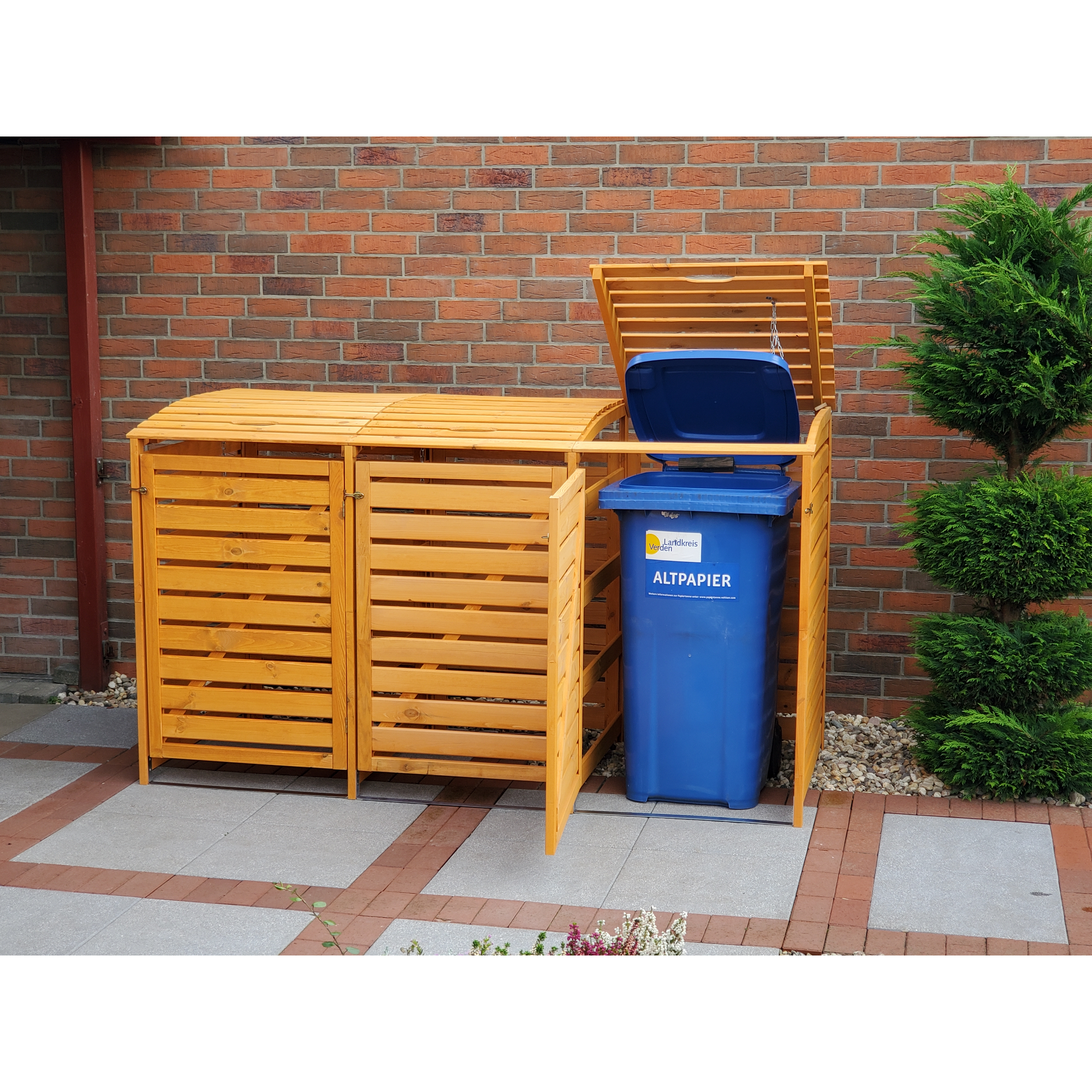 Kiehn-Holz Mülltonnenbox 'Vario III' für 3 Abfalltonnen 219 x 122 x 92 cm honigbraun