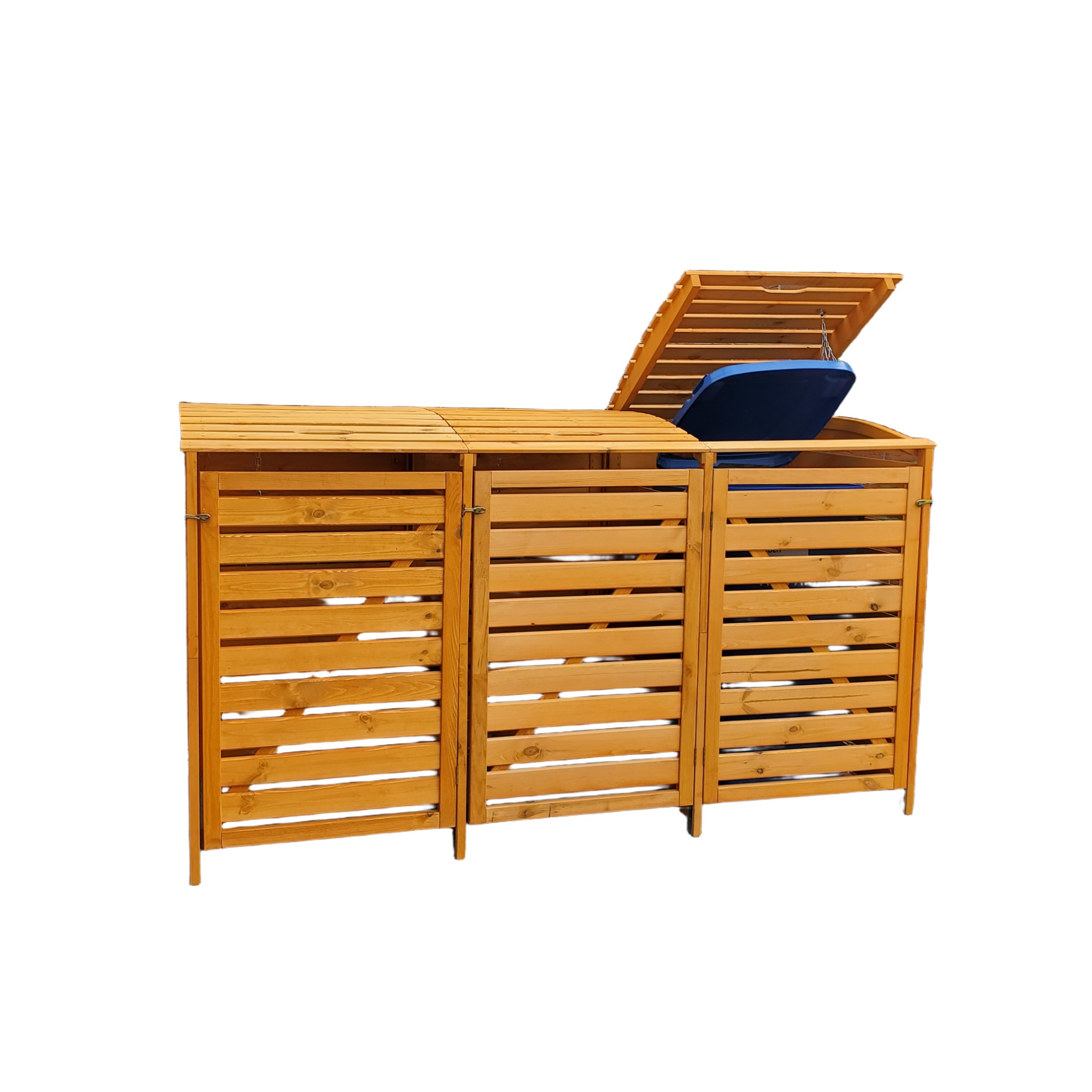 Kiehn-Holz Mülltonnenbox 'Vario III' für 3 Abfalltonnen 219 x 122 x 92 cm honigbraun Bild 2