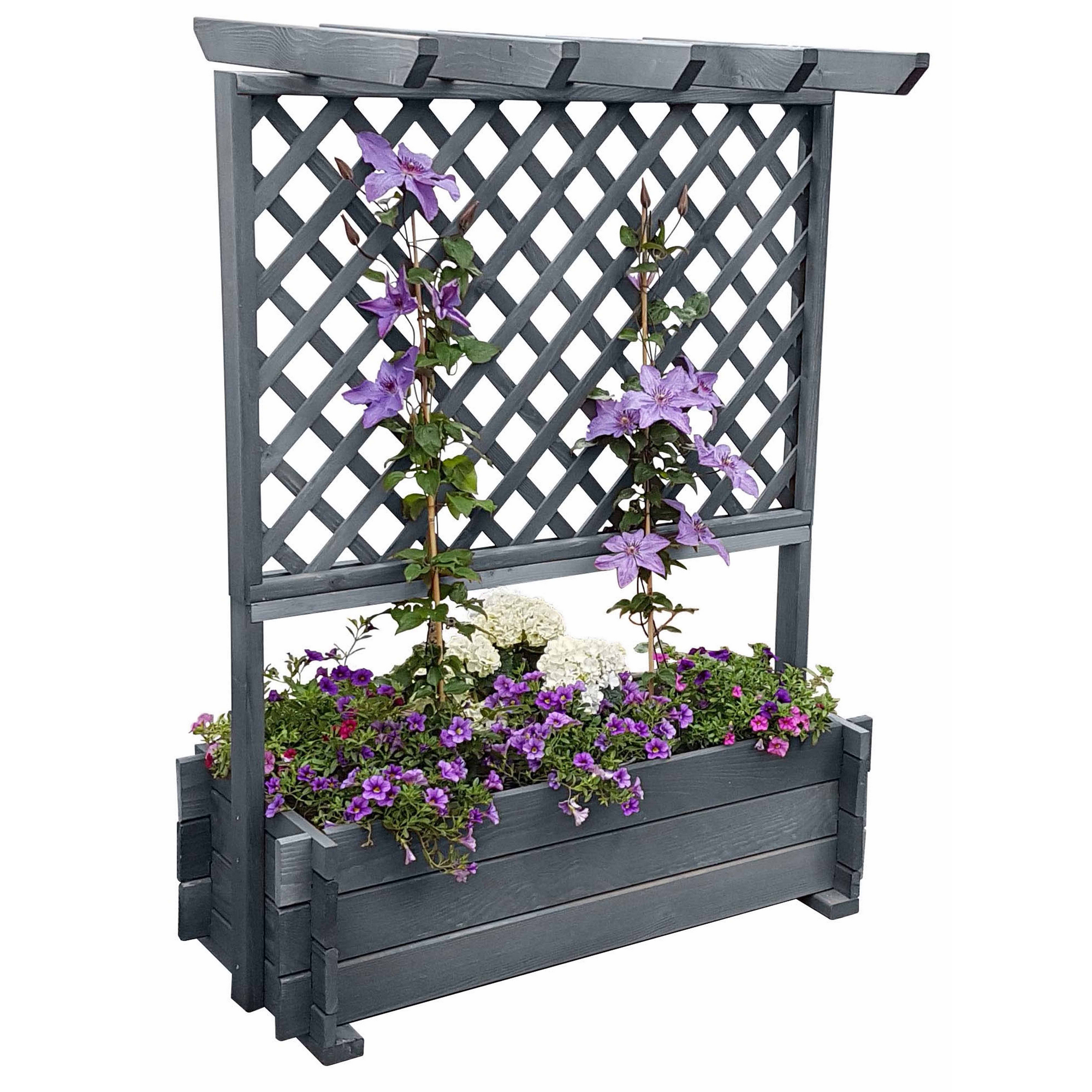 Kiehn-Holz Rankkasten mit Pergola Holz grau 102 x 140 x 64,5 cm Bild 3