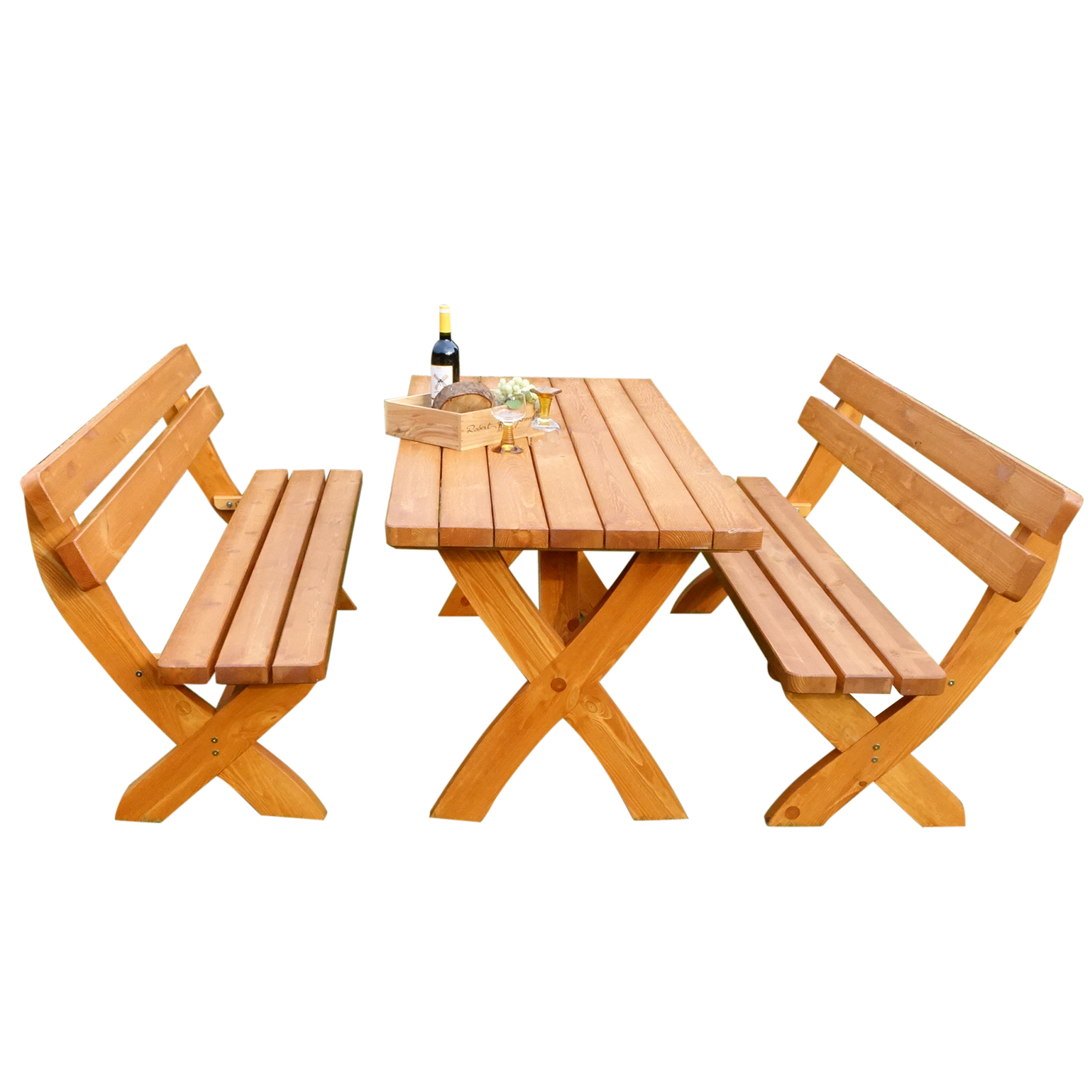 Kiehn-Holz Gartenmöbel-Set 'Landsberg' Kiefernholz honigbraun 3-teilig