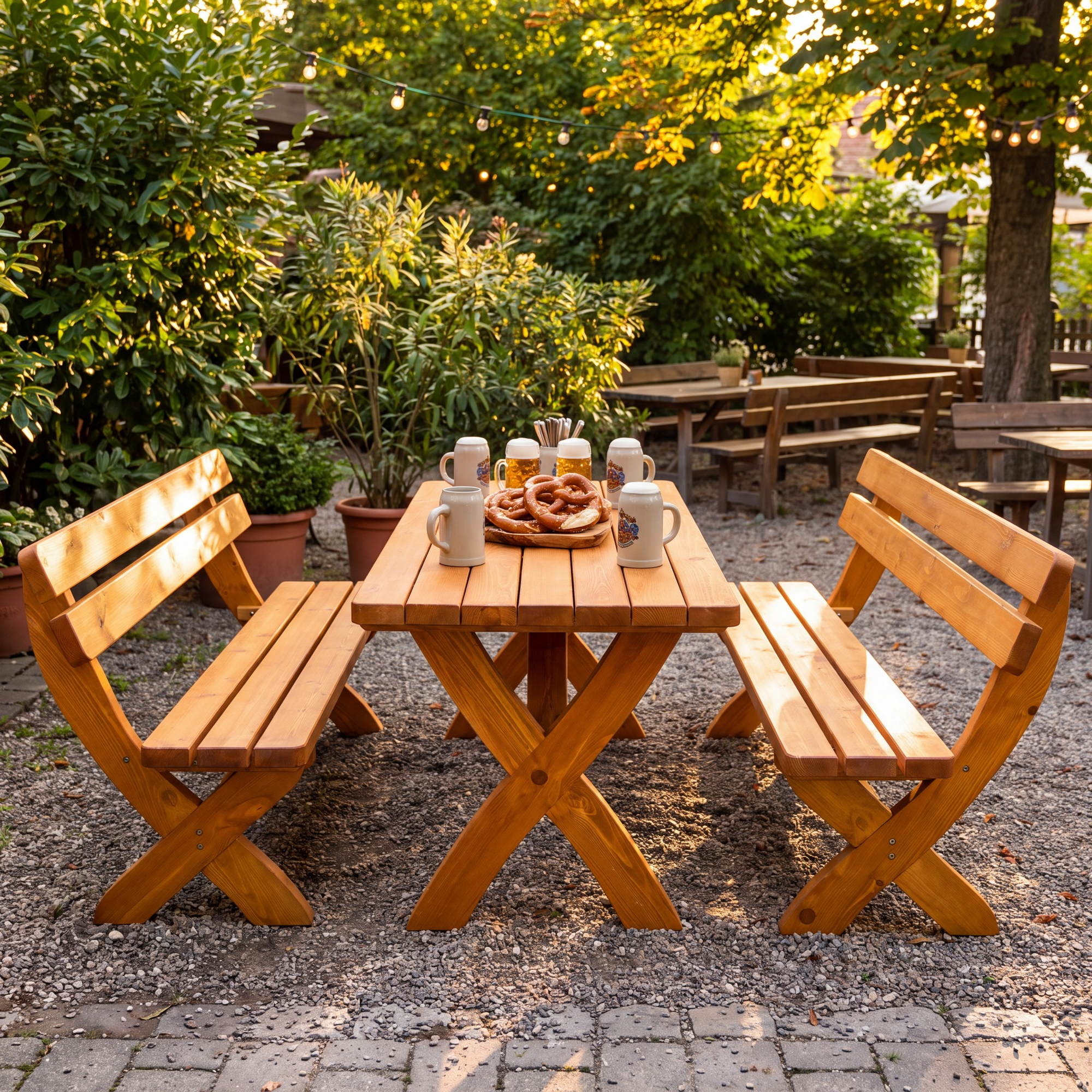 Kiehn-Holz Gartenmöbel-Set 'Landsberg' Kiefernholz honigbraun 3-teilig Bild 3
