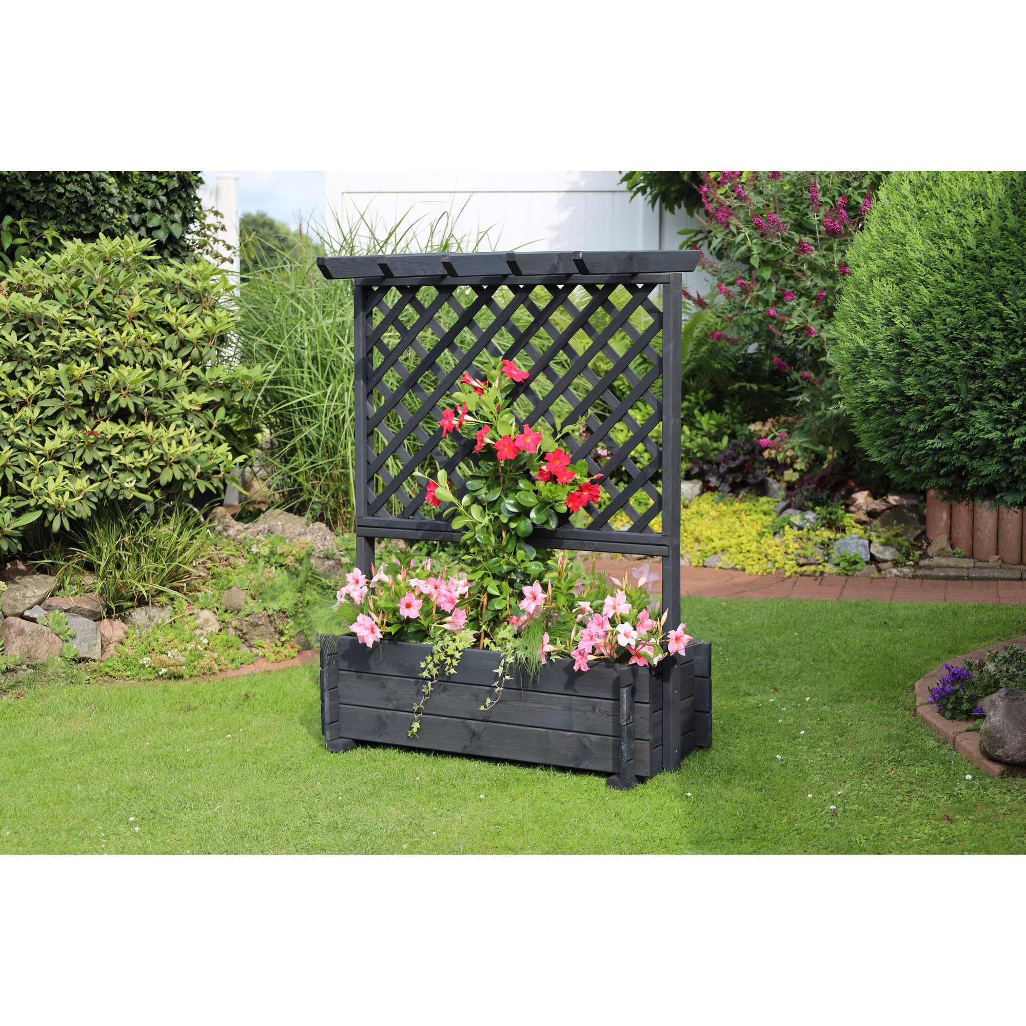 Kiehn-Holz Rankkasten mit Pergola Holz anthrazit 102 x 140 x 64,5 cm Bild 2
