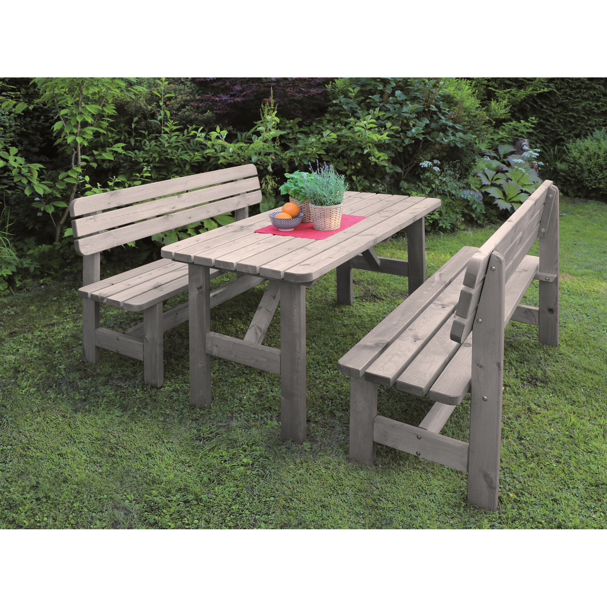 Kiehn-Holz Gartenmöbel-Set 'Summer' Kiefernholz grau 3-teilig