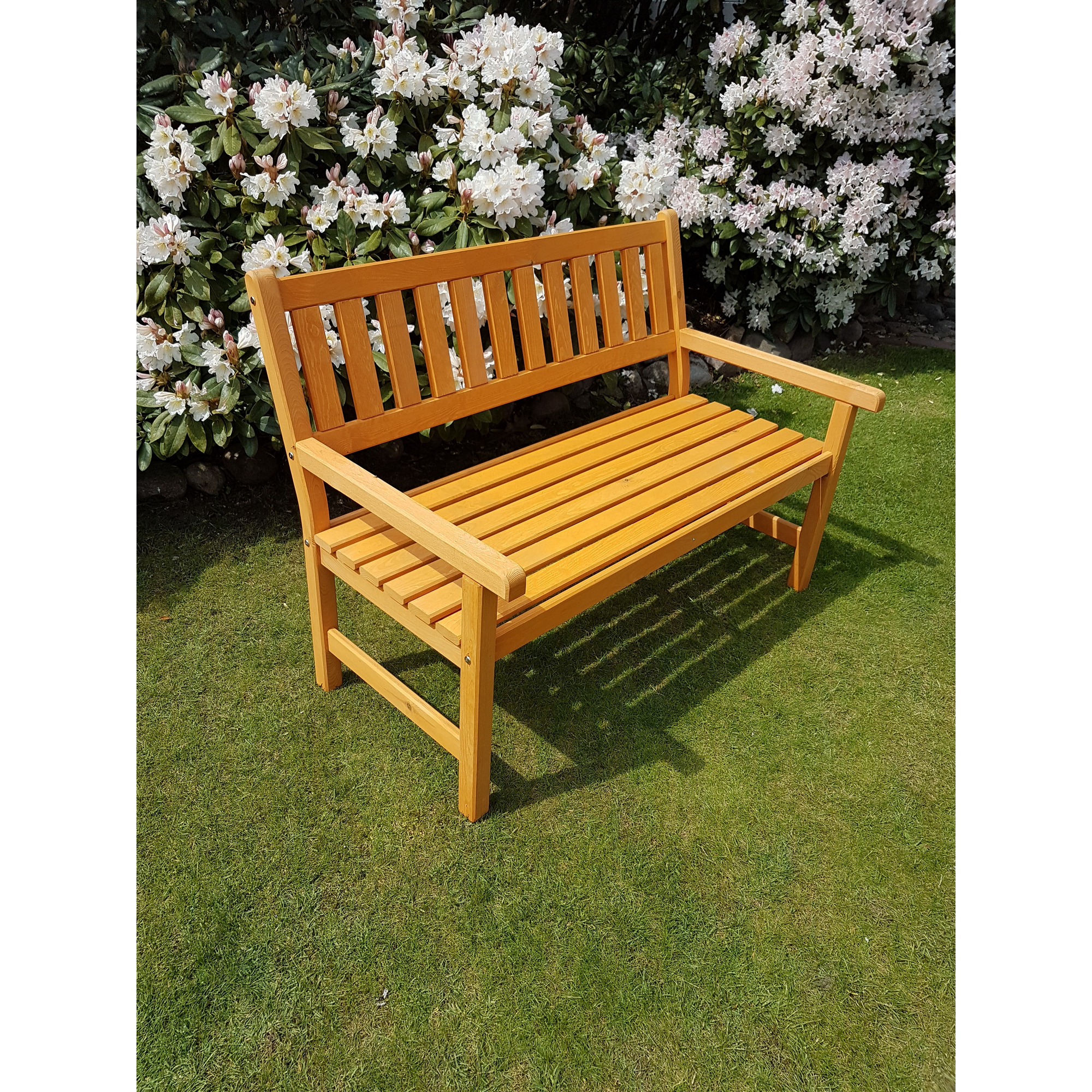 Kiehn-Holz Gartenbank 'Johanna' 2-Sitzer Kiefernholz honigbraun 125 x 71 x 91 cm Bild 2
