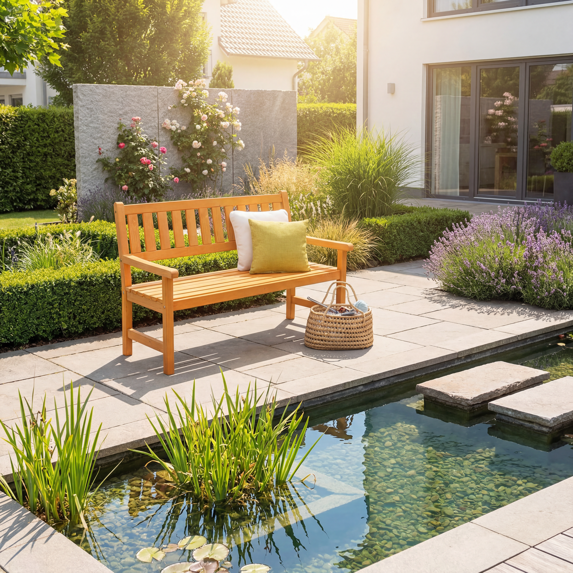 Kiehn-Holz Gartenbank 'Johanna' 2-Sitzer Kiefernholz honigbraun 125 x 71 x 91 cm Bild 3