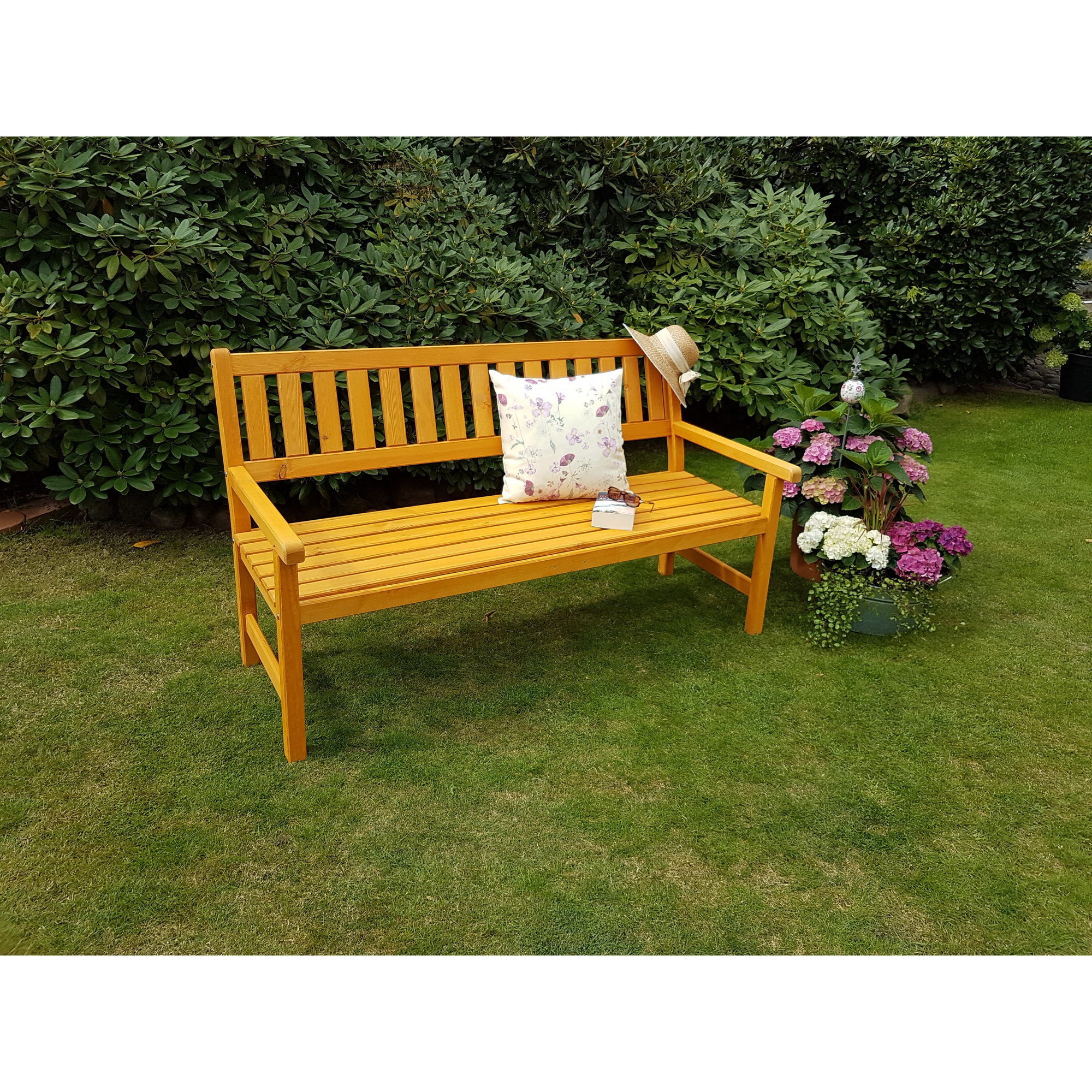 Kiehn-Holz Gartenbank 'Johanna' 3-Sitzer Kiefernholz honigbraun 154 x 71 x 91 cm Bild 3